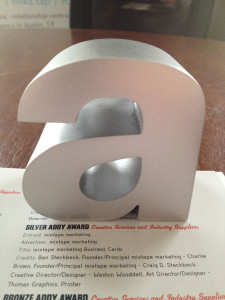 2012 Silver ADDY Award for mixtape marketing's Business Cards